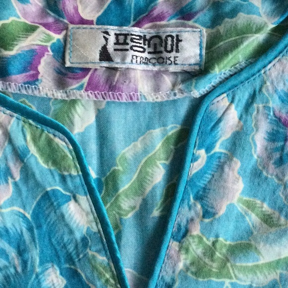 Vintage blue floral print dress - Picture 6 of 9